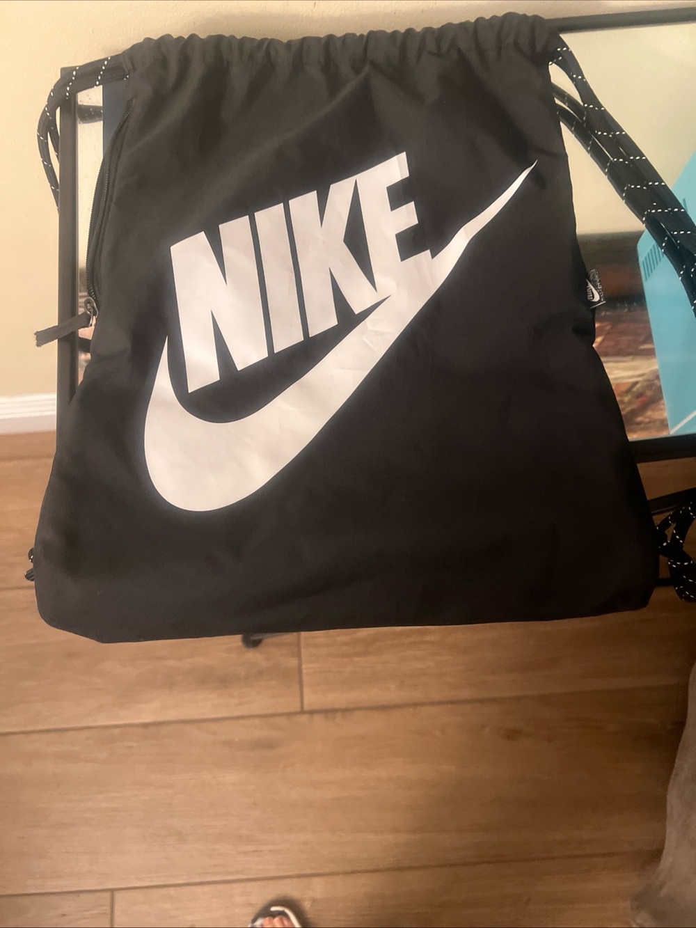 Nike Black Drawstring Sack with White Swoosh